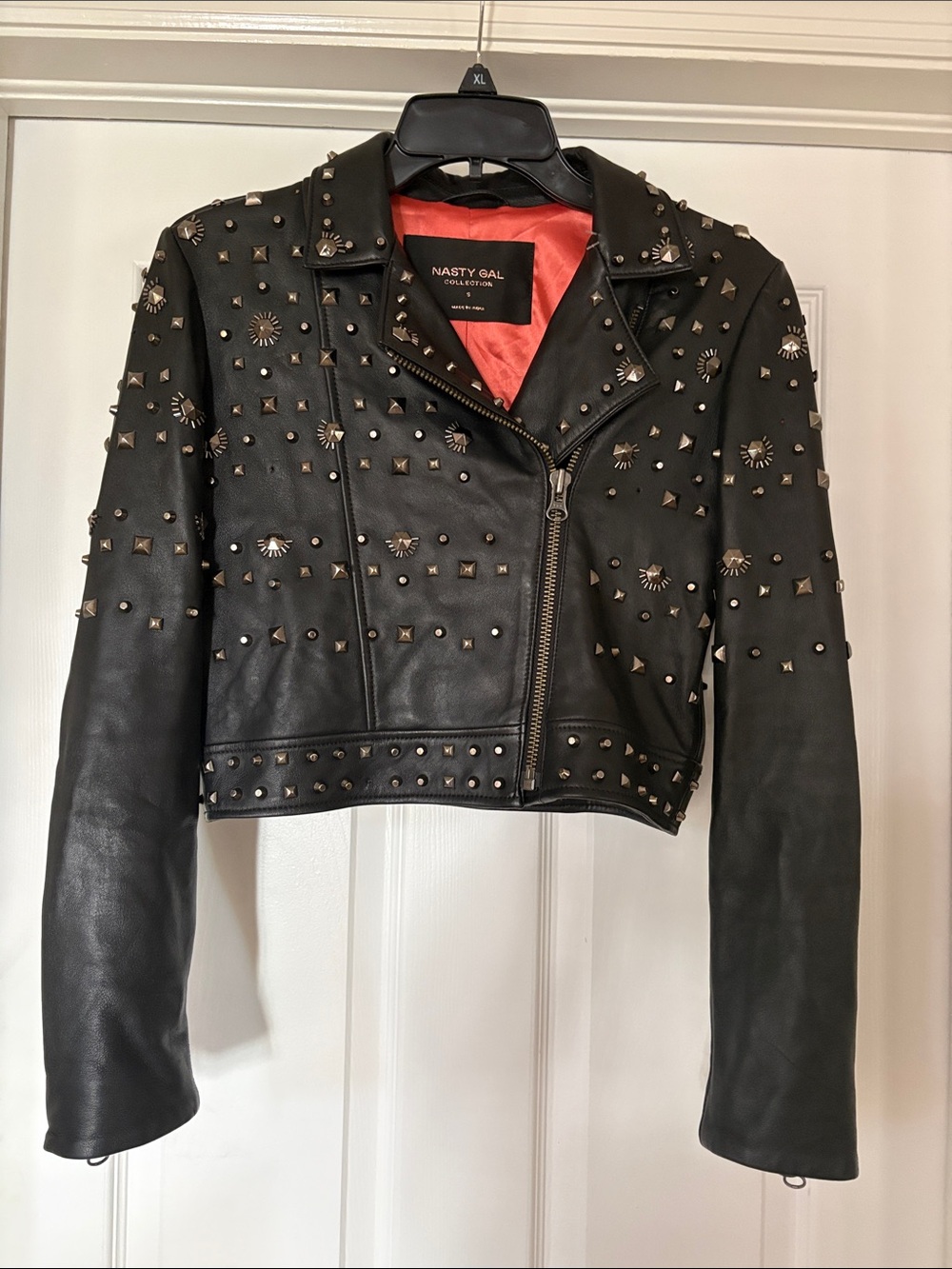 🟪 NASTY GAL COLLECTION studded leather jacket XS
